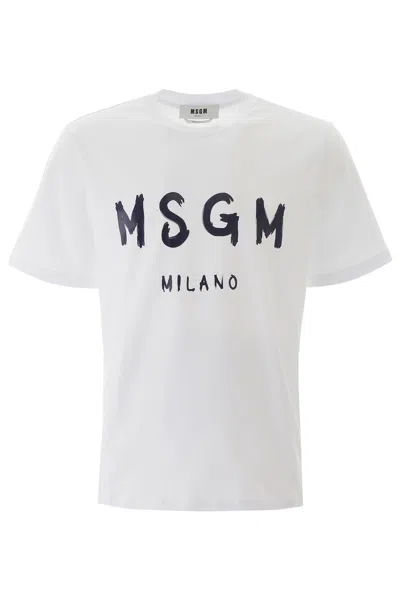 MSGM T-SHIRT WITH BRUSHED LOGO