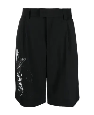 Msgm Paint Spatter Detail Shorts In Black