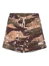 Msgm Paint Splatte-detail Track Shorts In Brown