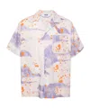 Msgm Abstract Print Shirt With Chest Pocket In Purple