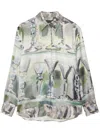 Msgm Painterly-print Long-sleeve Shirt In Green