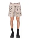 Msgm Paisley Pattern Bermuda In Beige