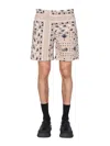 Msgm Paisley Pattern Bermuda In Beige