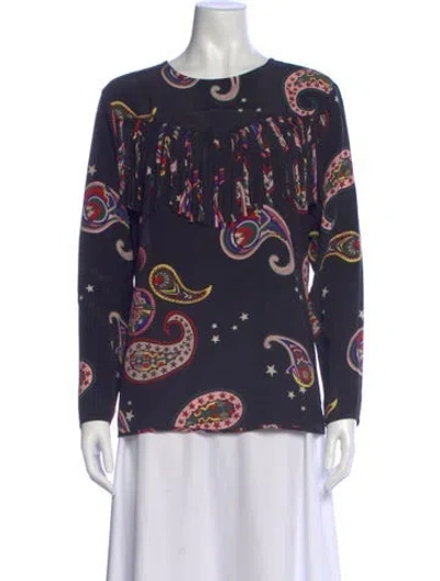 Pre-owned Msgm Paisley Print Crew Neck Top In Blue
