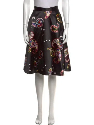Pre-owned Msgm Paisley Print Midi Length Skirt In Black