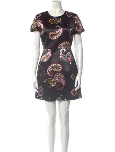 Pre-owned Msgm Paisley Print Mini Dress In Black