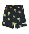 Msgm Palm Tree-print Cotton Shorts In Black