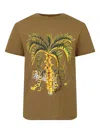 Msgm Palm-tree-print T-shirt In Green