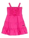 Msgm Panelled Ruffled-trim Dress In Pink