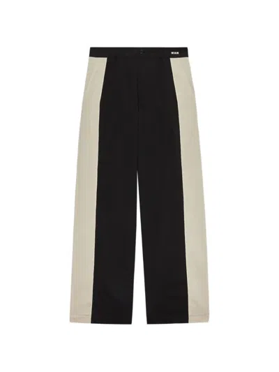 Msgm Panelled Straight-leg Trousers In Black