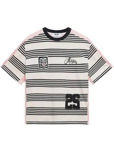 Msgm Panelled T-shirt In Neutrals