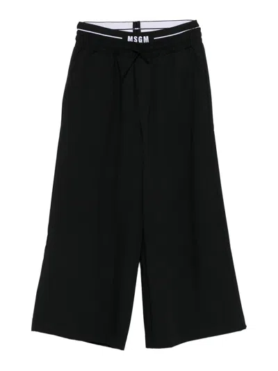 Msgm Wide Leg Trousers In Black