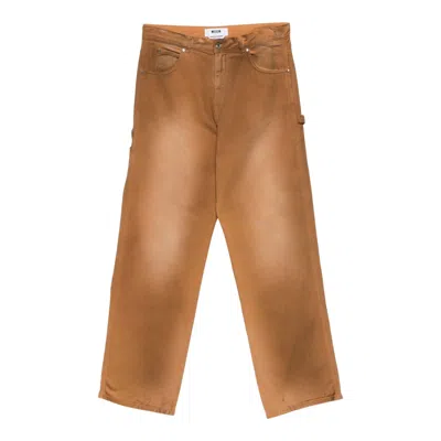 Msgm Pantalone Denim Pants In Brown