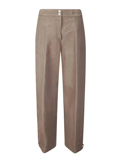 Msgm Pantalone Lino In Brown