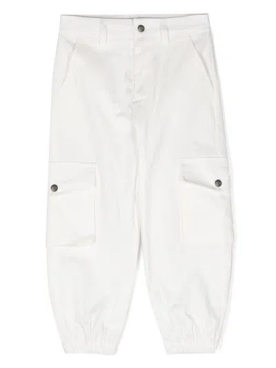 Msgm Kids' 弹性棉工装裤 In White