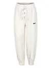 Msgm Ivory Trousers For Girl With Logo In Crema