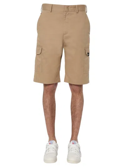 Msgm Cargo Bermuda In Beige