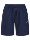 Msgm Logo Printed Drawstring Shorts In Blue