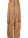 Msgm Cargo Trousers With Multiple Pockets In Brown