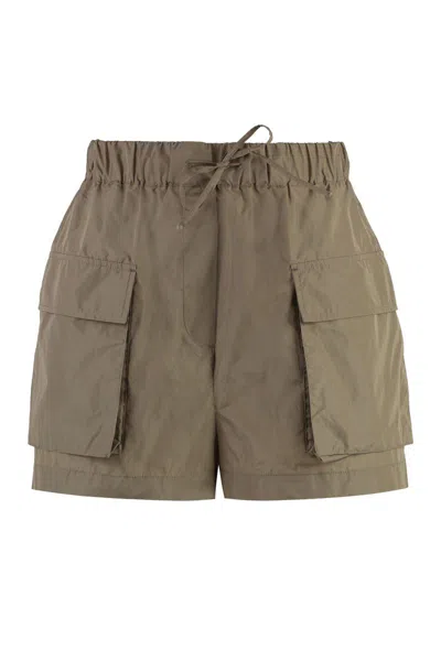 Msgm Techno Fabric Shorts In Green