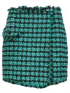 Msgm Tweed Houndstooth-pattern Shorts In Green
