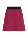 Msgm Bermuda Wool Shorts Elastic Waistband In Purple