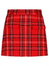 Msgm Tartan Cotton Blend Tweed Skort In Red