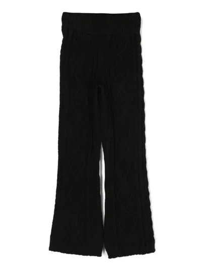 Msgm Cozy Knit Pants For Girls In Black