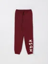 Msgm Burgundy Trousers For Kids With Logo In Burgundy