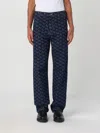 Msgm Monogram-print Cotton Jeans In Blue