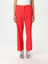 Msgm Red Tailored Pants With Belt Loops In Viscose Blend Woman In Red
