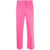 Msgm High-waist Cropped Trousers In Pink