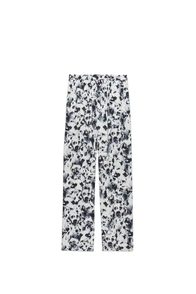 Msgm Dog-print Wide-leg Trousers In White