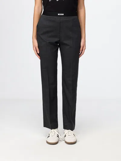 Msgm Pants Woman Color Grey In Black