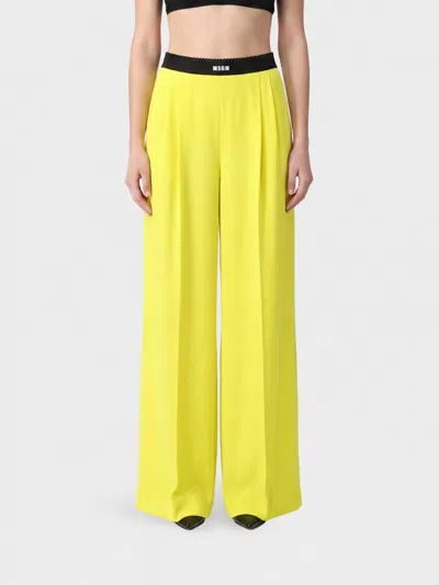 Msgm Pants Woman In Yellow