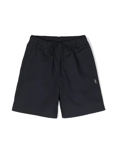 Msgm Kids' Parachute Cotton Bermuda Shorts In Blue
