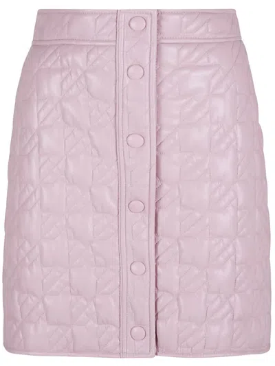 Msgm Pastel Pink Quilted Geometric Polyester Mini Skirt In Purple