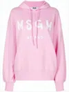 Msgm Pastel Pink Relaxed-fit Hoodie With Logo Print In Purple