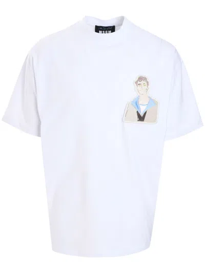 Msgm Patch-detail T-shirt In White