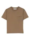 Msgm Patch-pocket Cotton T-shirt In Brown