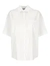 Msgm Cotton Shirt With Short Sleeves And Back Slit In White