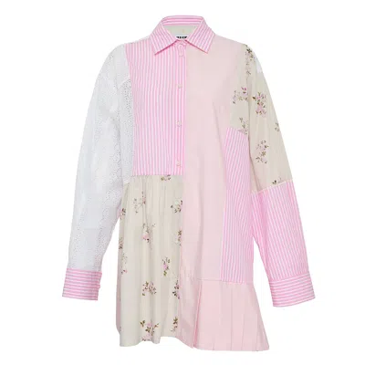Msgm Patchwork Floral Shirt In Multi