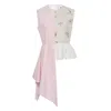Msgm Sleeveless Asymmetrical Blouse In Pink