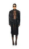 Msgm Single Breast Patent Coat In Black