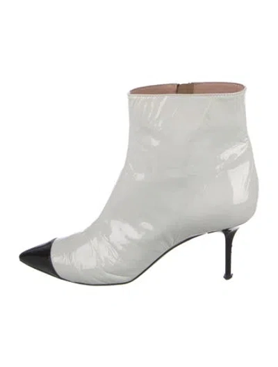 Pre-owned Msgm Patent Leather Boots In White