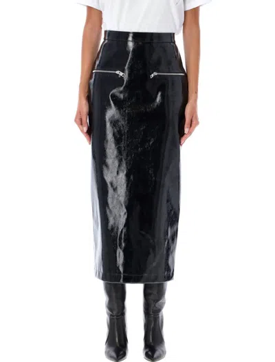 MSGM MSGM PATENT LEATHER MIDI SKIRT