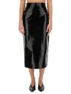 MSGM PATENT LEATHER MIDI SKIRT