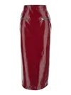 Msgm Patent Leather Midi Skirt In Brown