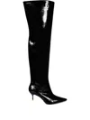 Msgm Patent-leather Pointed-toe Boots In Black