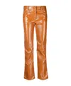 Msgm Patent Straight-leg Trousers In Brown